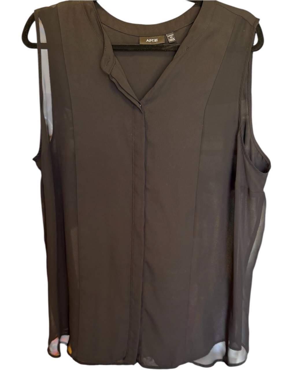 Apt. 9 Black Sheer Button-Front Sleeveless Blouse